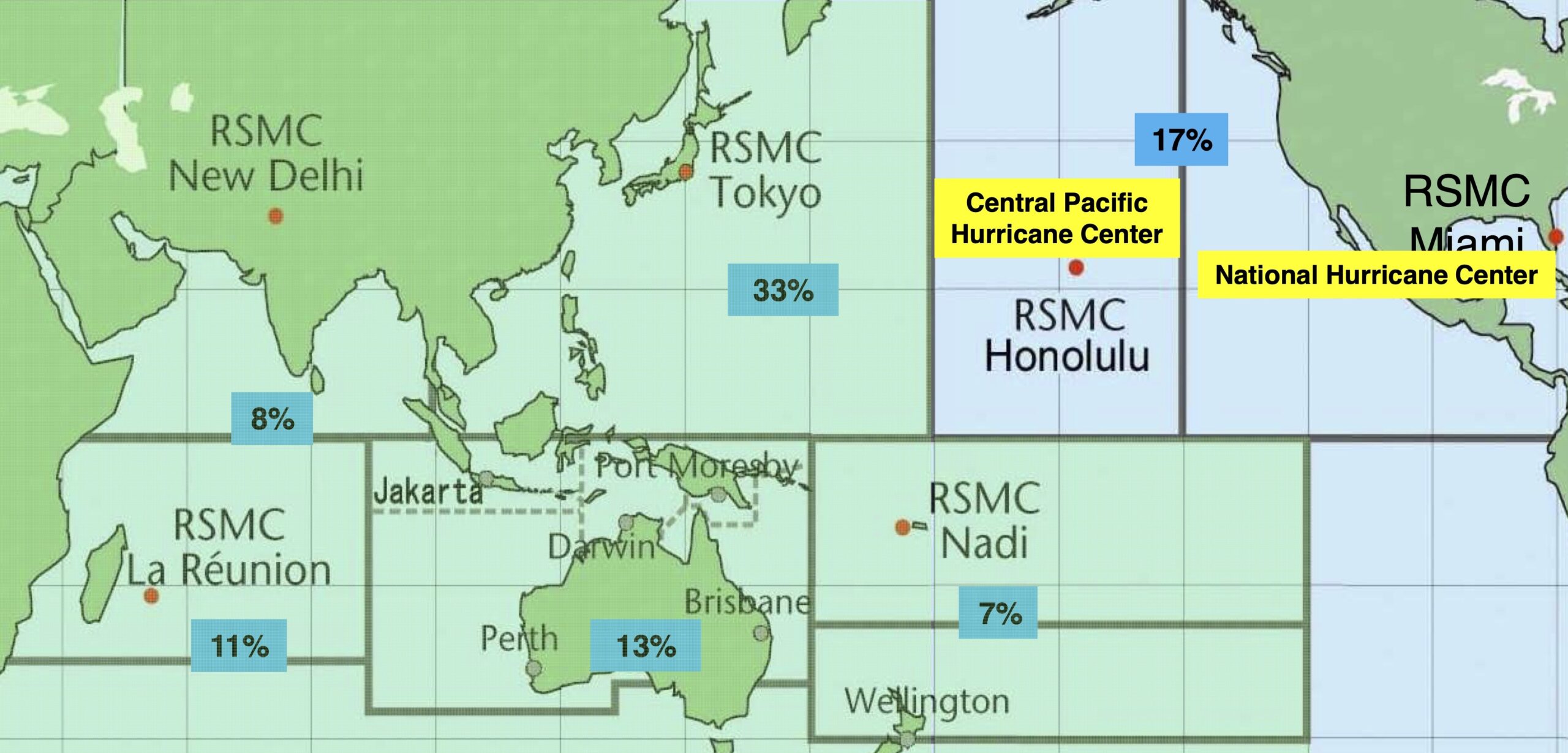気象担当区域の地図