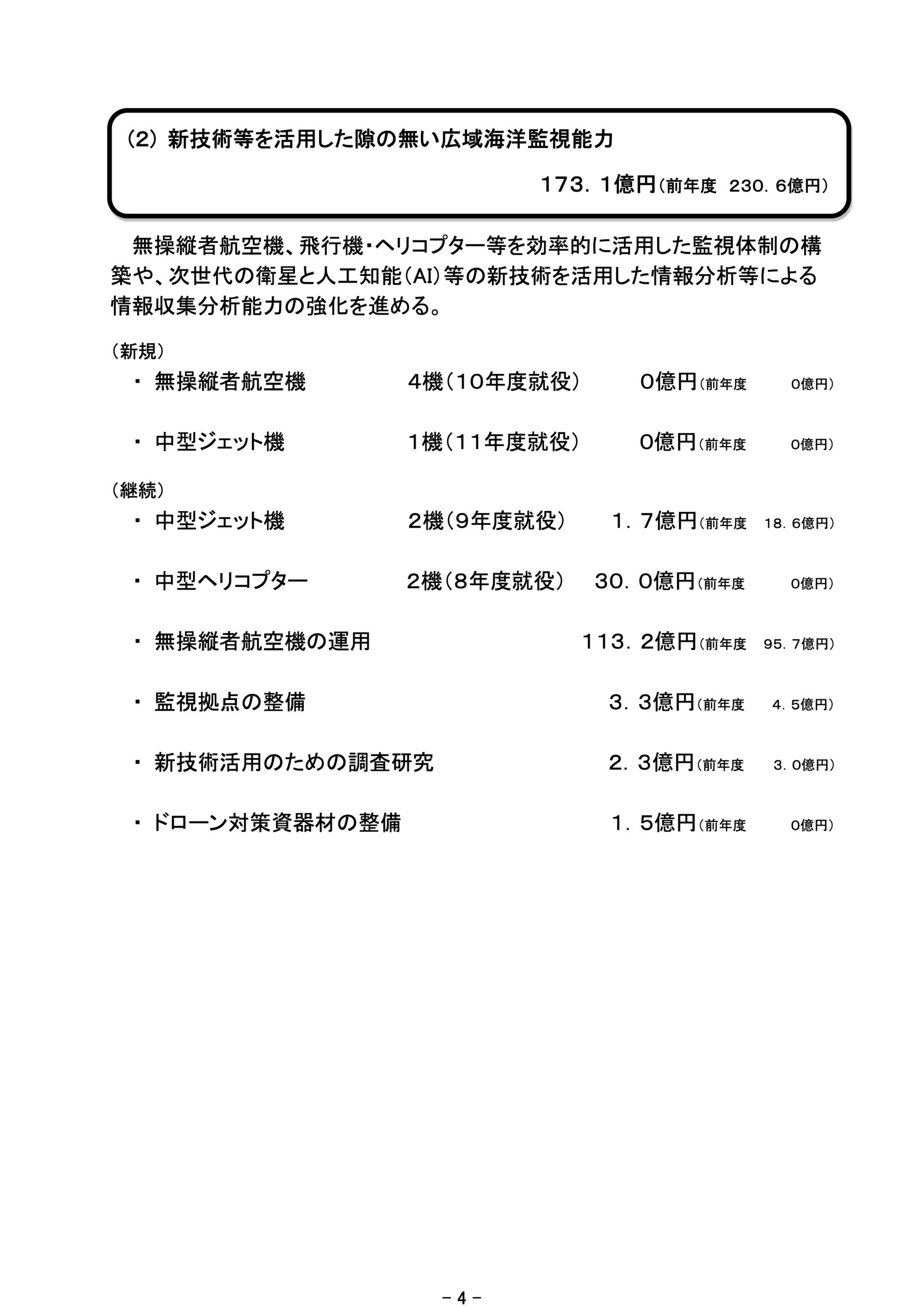 海保の概算要求 4機追加